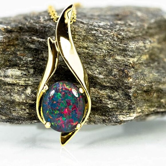 Australian Black Opal Triplet OR Solid Australian White Opal - Fire Opal - 11x8 - Picture 3 of 6